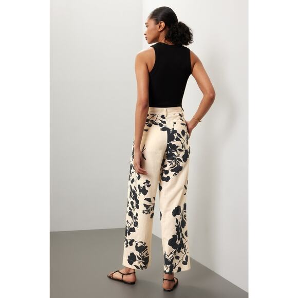 CAROLINA K Off-White Black Floral Abstract Design Zai Button Fly Trousers Size S - Picture 2 of 15